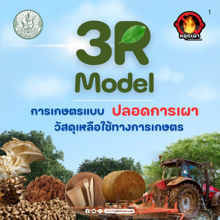เชิญชวนเกษตรกรทำการเกษตรแบบปลอดการเผา จัดการวัสดุเหลือใช้ทางการเกษตรด้วย 3R Model